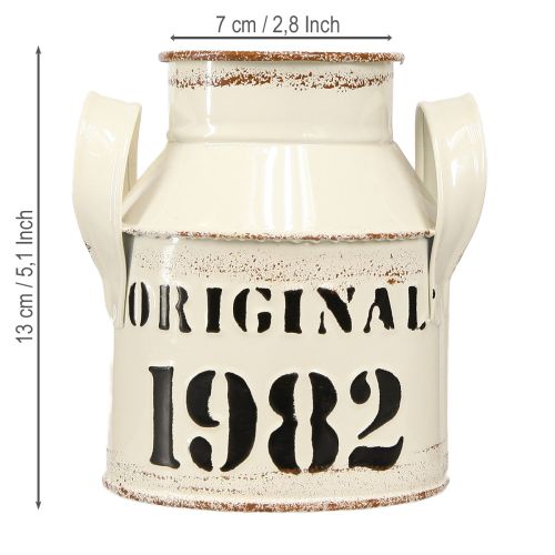 Artikel Kanne Metall Deko „Original 1982“ Creme Rost H13cm 2St