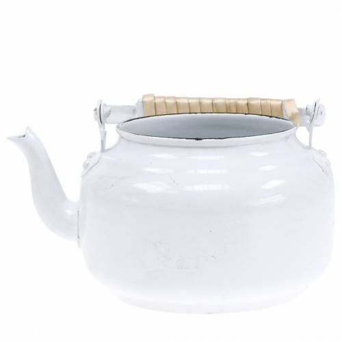 Artikel Deko Teekessel Übertopf Metall Weiß Ø8,6cm H16cm