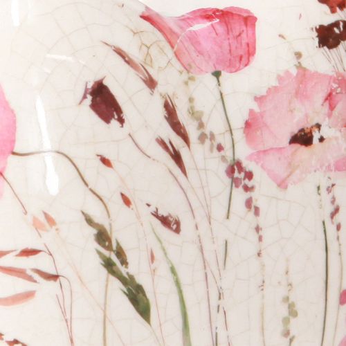 Artikel Keramik Herz Mohn Landhausstil Krakelee 11x11cm