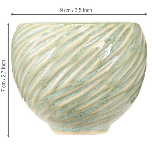 Artikel Keramikschalen in Grün Spiral Design Ø9cm H7cm 4St