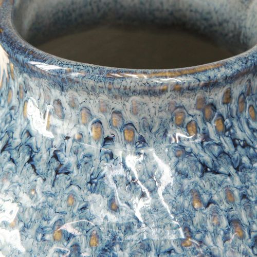 Artikel Keramikvase Glasiert Blau Weiß Geflochtene Optik H18,5cm