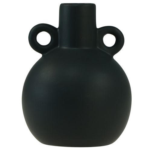 Floristik24 Keramikvase Mini Vase Schwarz Henkel Keramik Ø8,5cm H12cm