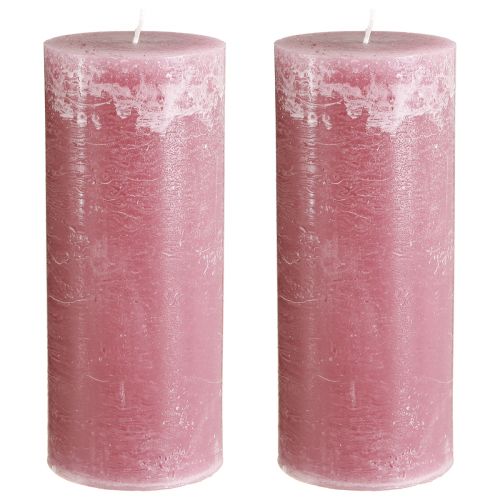 Artikel Rosa Stumpenkerzen Altrosa Marmoroptik 85×200mm 2er-Set für Deko & Geschenk