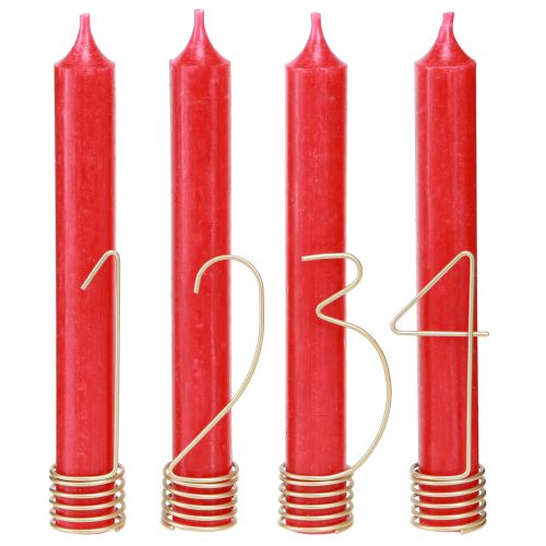 Kerzendeko Advent Zahlen 1-4 Mattgold Metall H10cm 4 St