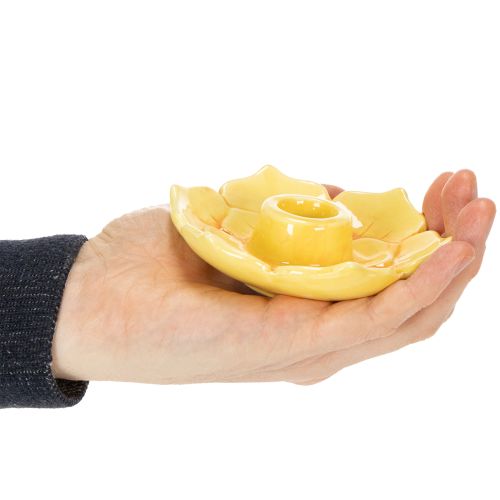Stabkerzenhalter Keramik Dekorative Blütenform für stilvolle Tischdekoration 11cm 2St | Floristik24.de