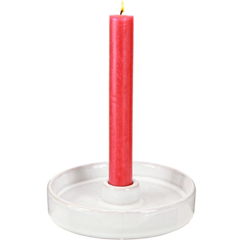 Floristik24 Kerzenhalter Keramik Weiß – Moderner Kerzenleuchter für Stabkerzenhalter Ø13cm 2 St