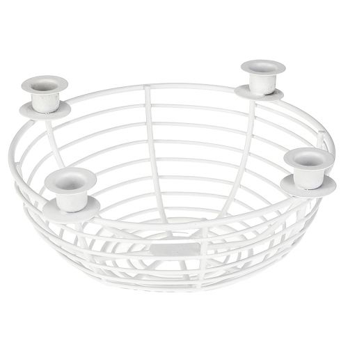 Floristik24 Kerzenhalter in Weiß Dekoschale aus Metall Ø14cm H7cm