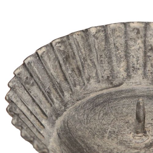 Floristik24 Kerzenhalter zum Stecken für Stumpenkerzen Grau Ø9,5cm 4St