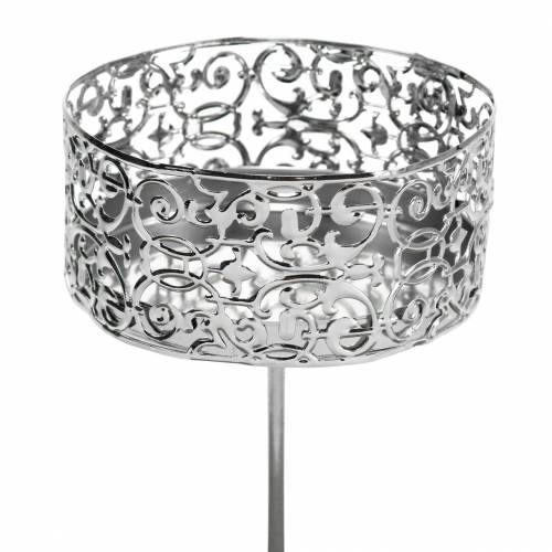 Artikel Florale Kerzenhalter zum Stecken Silbern Ø8,8cm H13,7cm 4 St Antik-Optik