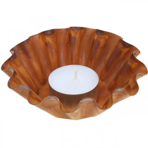 Floristik24 Kuchenform, Kerzenhalter, Metall-Teller, Edelrost Ø11,5cm H4cm 4St