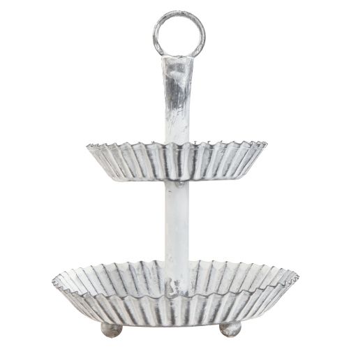 Artikel Etagere Shabby Chic Metall Weiß 2-stöckig Ø16,5cm