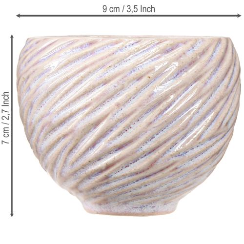 Artikel Kleine Keramikschalen in Rosa Spiral Dekor Ø9cm 4St