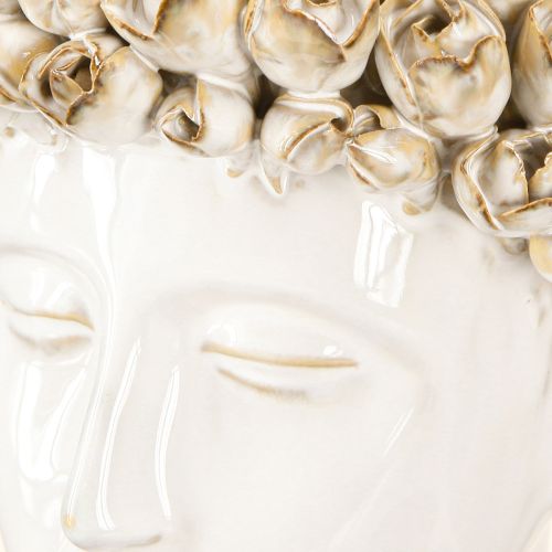 Artikel Kopfvase Keramik Vase mit Rosen Weiß Braun Ø19cm H2,5cm