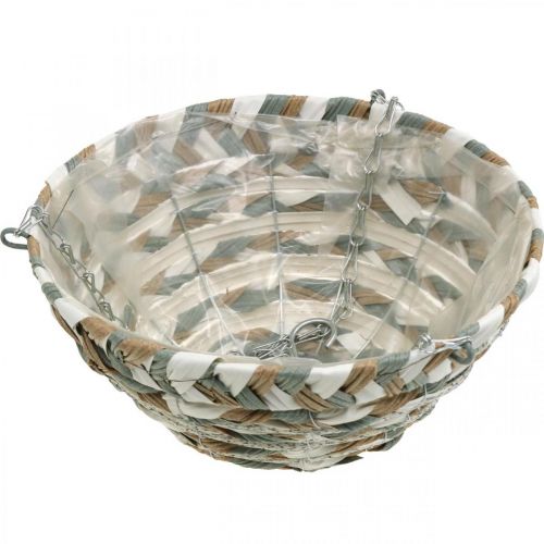 Artikel Pflanzkorb zum Hängen, Blumenampel geflochten Weiß, Grau, Natur H16cm Ø30cm