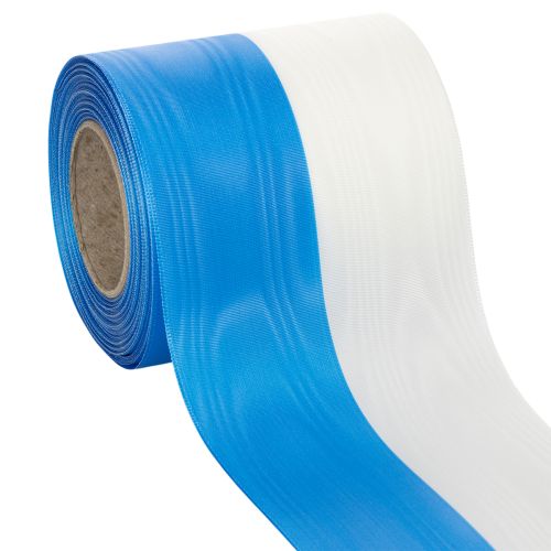Kranzband Moiré Blau-Weiß 100mm Dekoband Taft kaufen | Floristik24.de