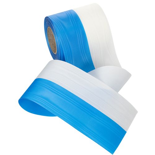 Artikel Kranzband Moiré Blau-Weiß 100mm Dekoband Taft