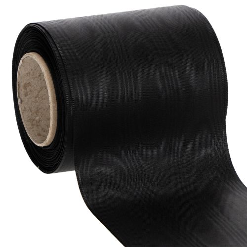 Kranzband Schwarz 100mm 25m - Trauerband, Schleifenband, Dekoband, Floristikbedarf