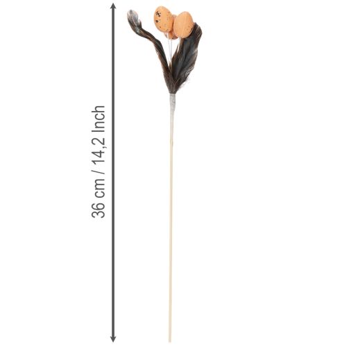 Artikel Künstliche Wachteleier Deko Federn am Stab 36cm 12St