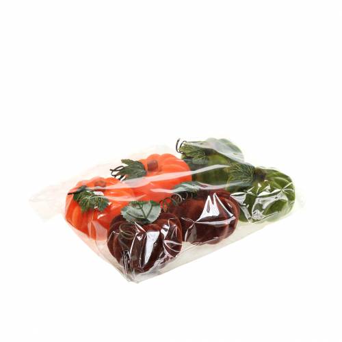 Artikel Mini-Kürbis beflockt Orange, Grün, Rot Ø9cm 6 St