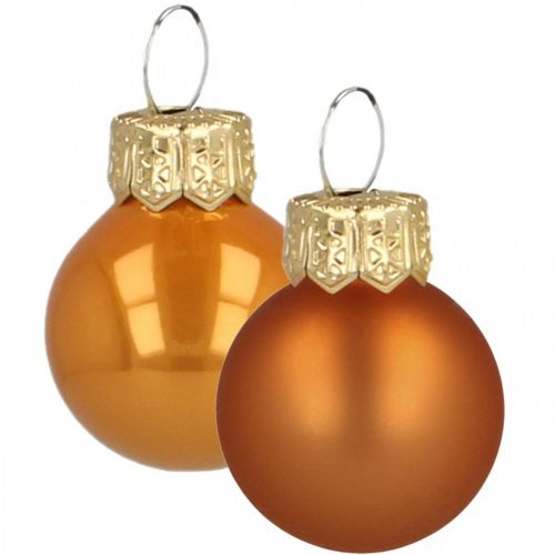 Artikel Mini Weihnachtskugeln Glas Orange Matt/Glänzend Ø2cm 44St
