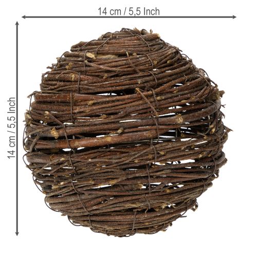 Artikel Kugel aus Reben Natur Braun zum Dekorieren Ø14cm H14cm