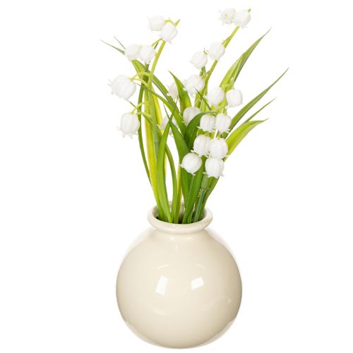 Kunstblumenstrauß Maiglöckchen in klassischer Vase ideal für Wohnraumdeko 20cm