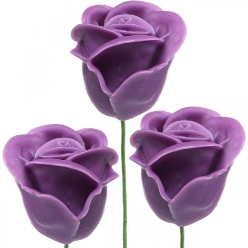 Artikel Kunstrosen Violett Wachsrosen Deko Rosen Wachs Ø6cm 18 St