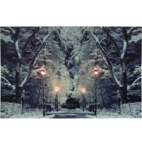 Artikel LED Bild Winterlandschaft Park mit Laternen LED Wandbild 58x38cm