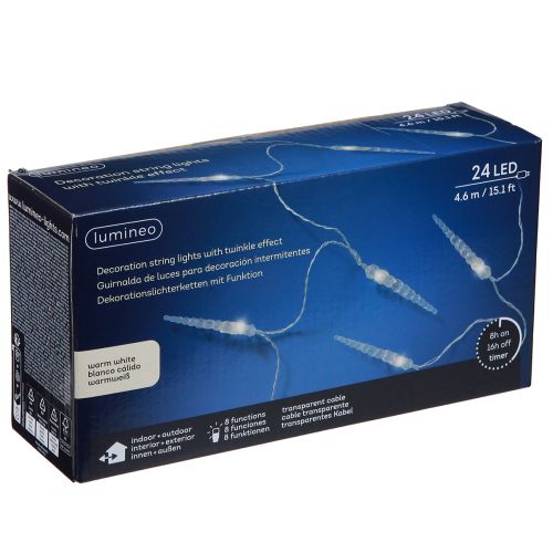 Artikel LED Girlande Eiszapfen Winter Außen Timer 24 LED 460cm