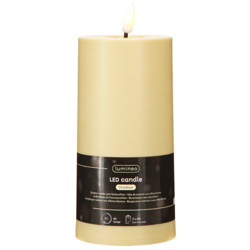 Artikel LED Kerze mit Timer Grünbeige Outdoor Ø7,5cm H18cm