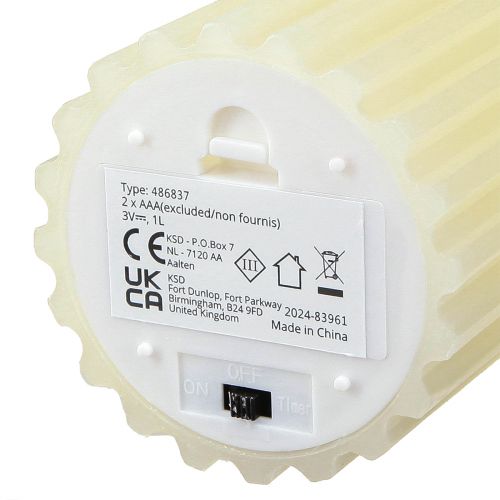 Floristik24 LED Kerzen mit Timer Wachs Rillenkerzen 7,5/10cm Creme 2St