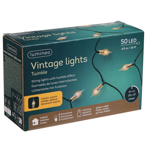 Artikel LED Lichterkette mit Timer Batterie Innen 50 LED 490cm