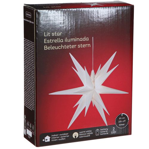 Artikel LED Stern 3D Weiß Timer Batterie Außen Ø30cm H74cm