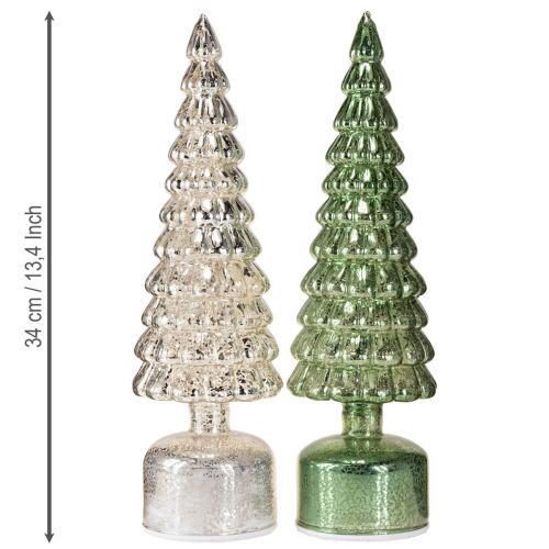 Artikel LED Weihnachtsbaum drehend Grün Silber H34cm 2 St