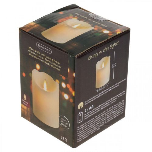 Artikel LED Kerze Wachs Stumpenkerze Warmweiß Ø7,5cm H10cm