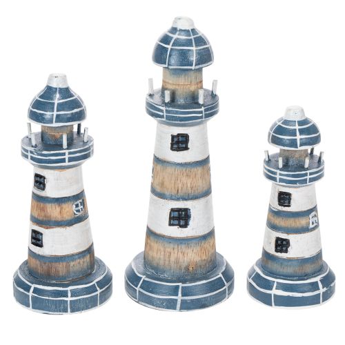 Leuchtturm Dekoration maritimer Stil für Wohnzimmer und Terrasse 20cm Set à 3St