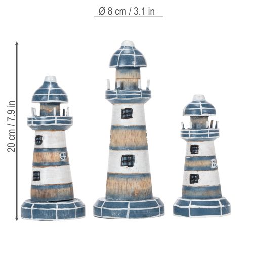 Artikel Leuchtturm Dekoration maritimer Stil für Wohnzimmer und Terrasse 20cm Set à 3St