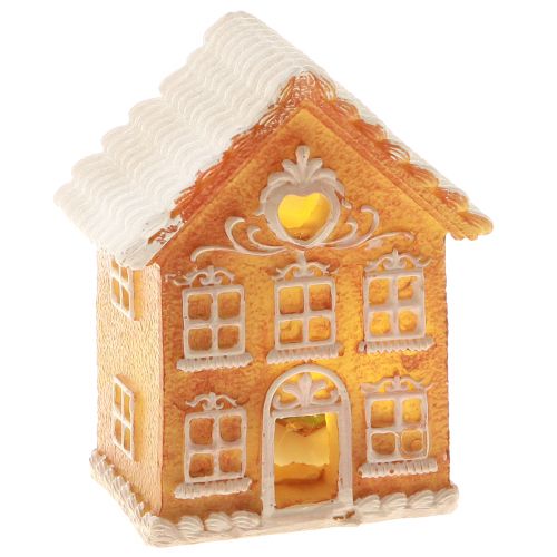 Artikel Lichthäuschen LED Lebkuchenhaus Braun Weiß H8/10cm 4St