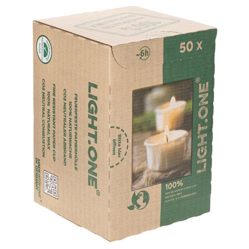 Artikel Teelicht in Papierhülle für festliche Anlässe und stimmungsvolle Momente Light One 4cm 50St