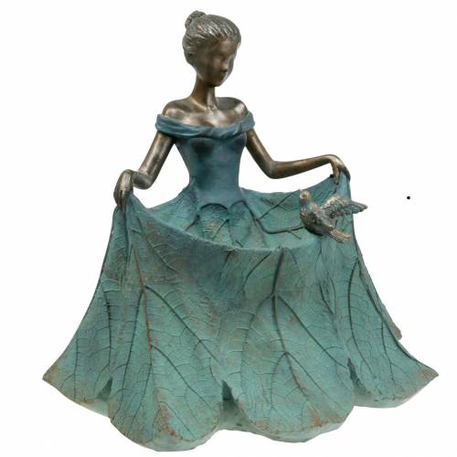 Vogeltränke Gartenfigur Mädchen im Blütenkleid H33,5cm