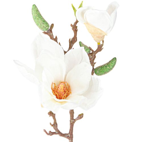 Magnolie Weiß Kunstblume Knospen Deko Zweig H40cm 2St