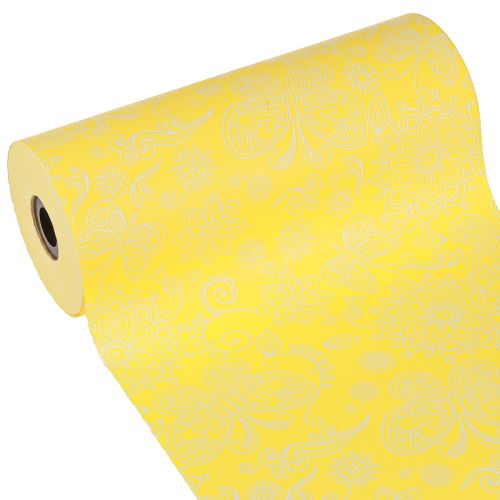 Floristik24 Manschettenpapier Gelb Weiß Summertime 25cm 100m