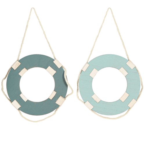 Artikel Rettungsring Holz Deko zum Hängen Maritim Blau Ø13cm 2St