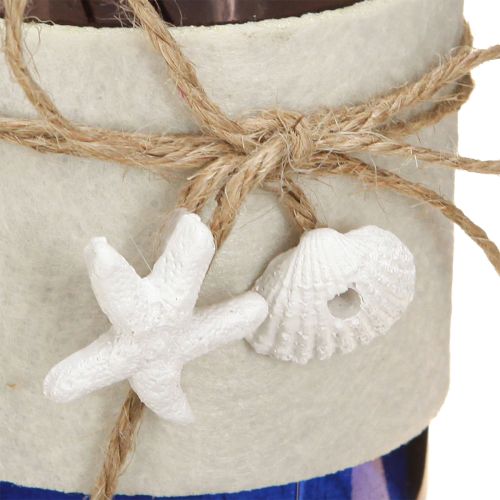 Artikel Maritime Flaschenvasen mit Filz Blau Grün Weiß 12,5cm 3St