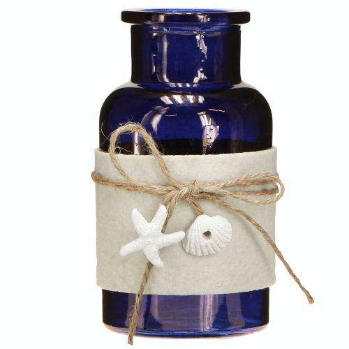 Artikel Maritime Flaschenvasen mit Filz Blau Grün Weiß 12,5cm 3St