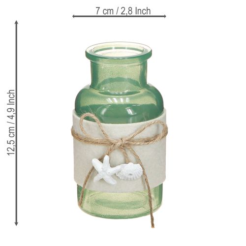 Artikel Maritime Flaschenvasen mit Filz Blau Grün Weiß 12,5cm 3St