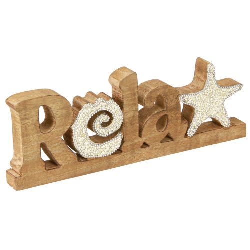 Artikel Maritime Tischdeko „Relax“ Aufsteller Mangoholz 28×10cm