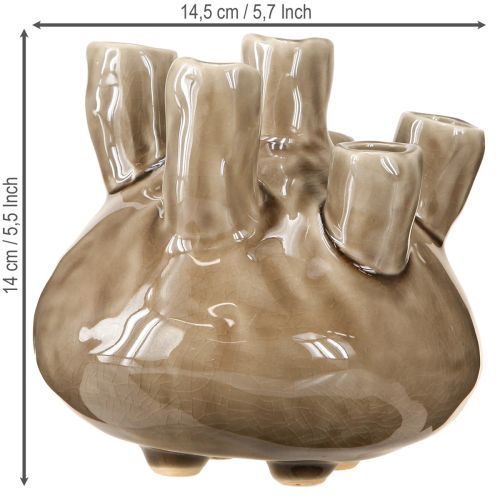 Artikel Maritime Vase Deko Korallen Design Braun Ø14,5cm H14cm