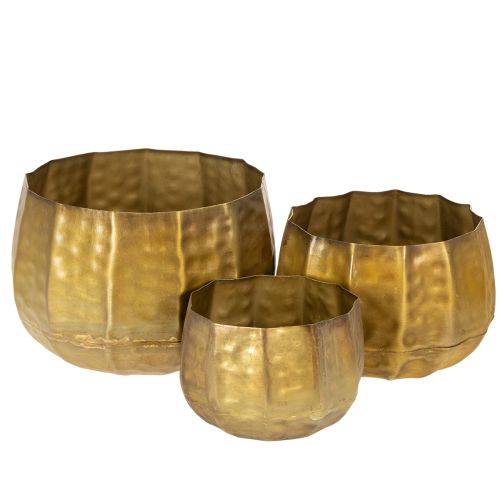 Artikel Metall Deko Blumentopf Messing Ø22/18/14cm 3er-Set