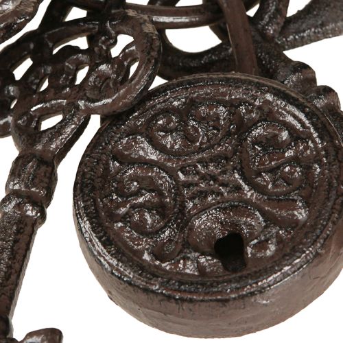Artikel Metall Deko Schlüssel Bund mit Schloss Braun H22cm